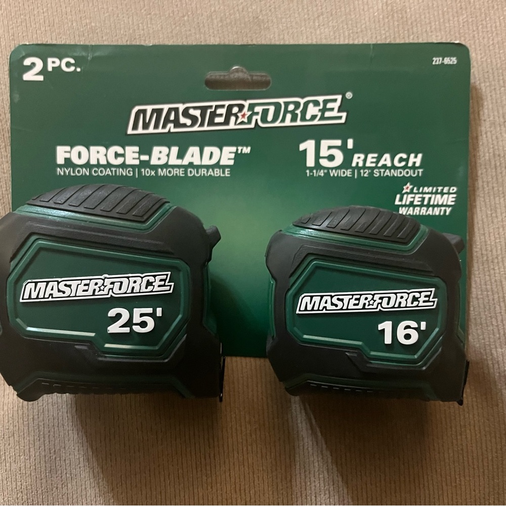 Masterforce 25' & 16' Force-Blade Wide Blade Tape Measure Set - 2 Pack Retired